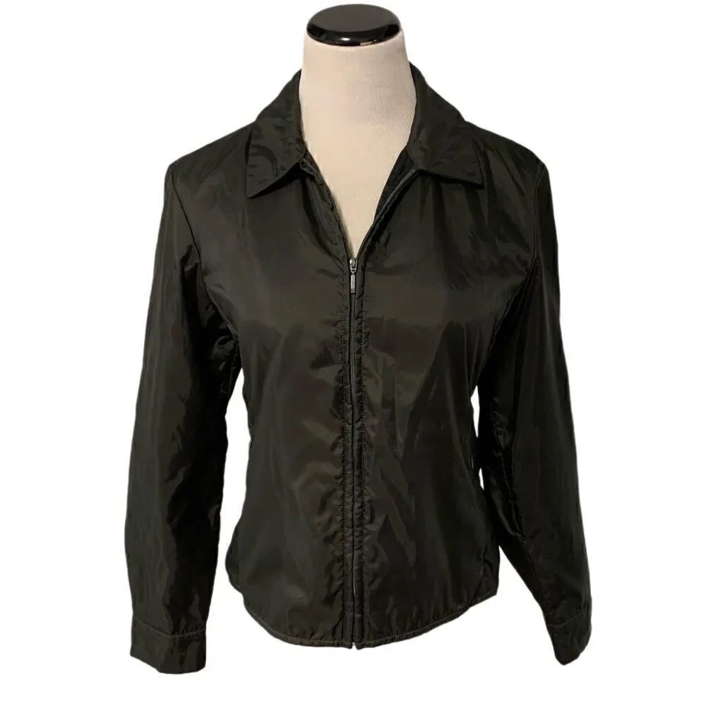 Brooks Brothers Olive Green Nylon Zip Front Jacket Sz S